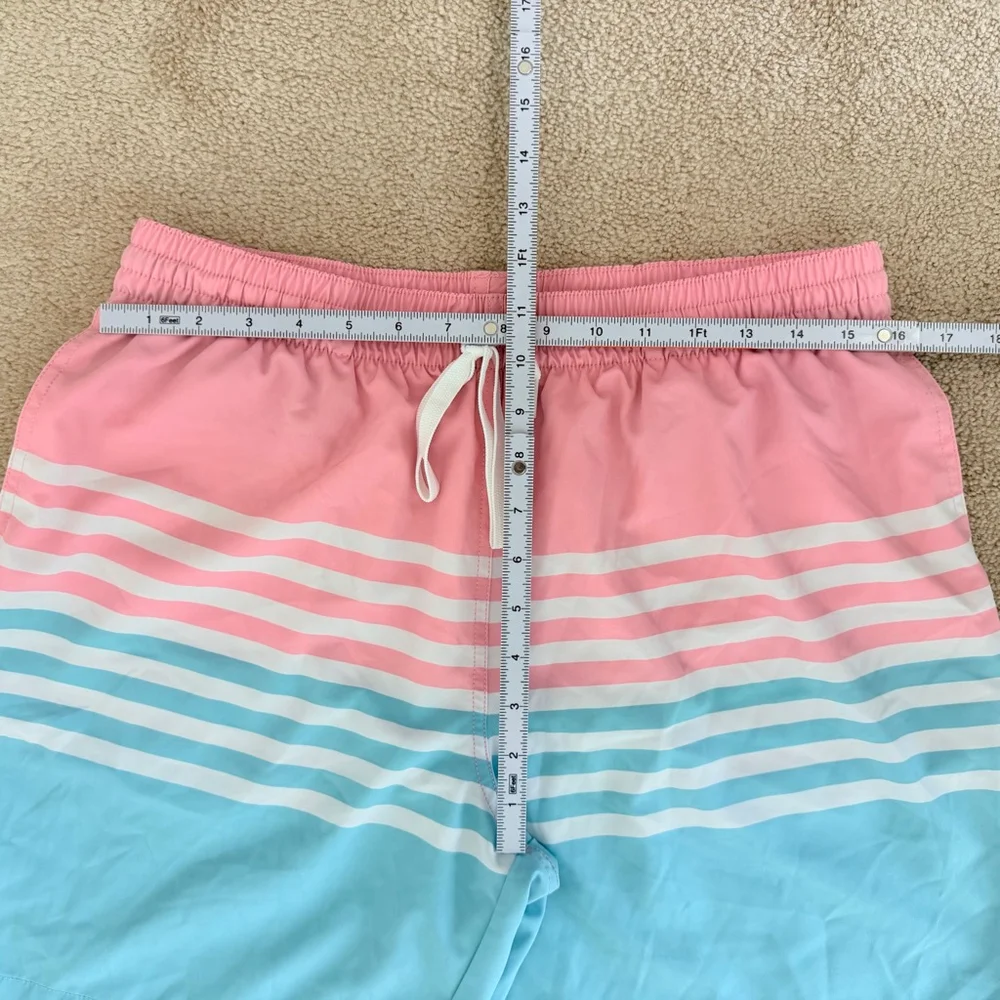 Chubbies Swim Trunks Men's XL Pink Blue Striped Stretch 7 Inch Inseam